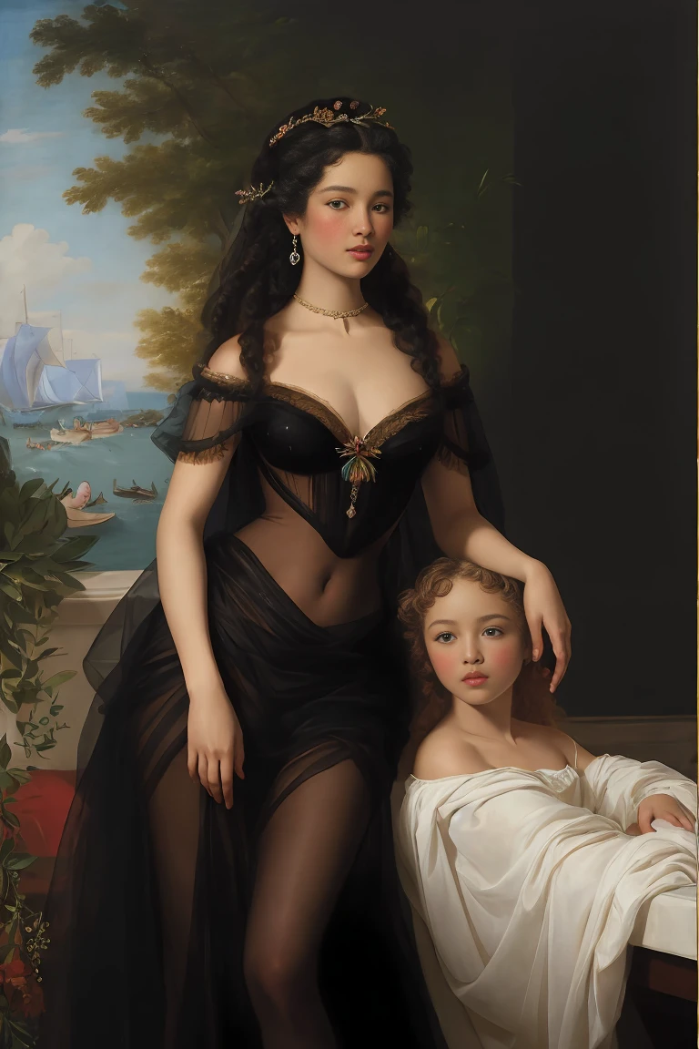 The Birth of Venus with ebony skin wearing a sheer dress, Paintings by Vigée Leblanc