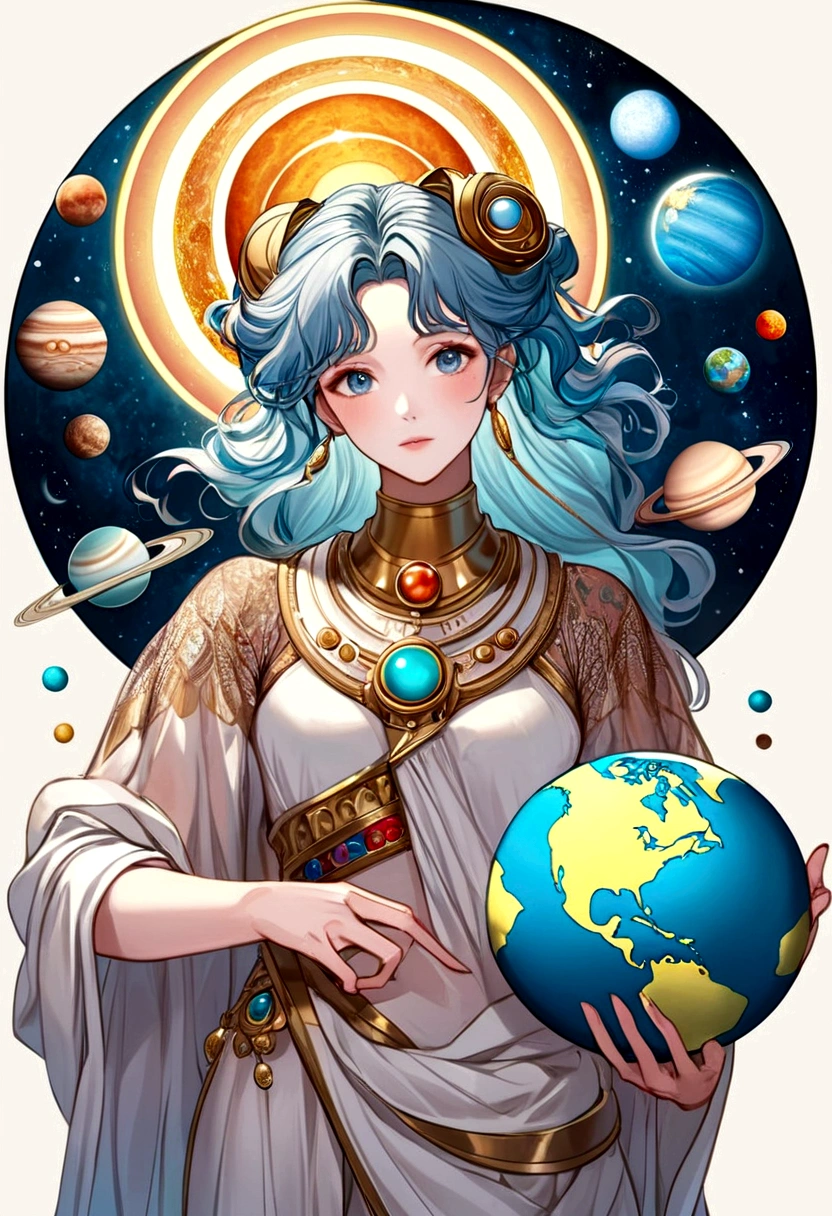 Humanize the planets of the solar system,May Mercury be a man,Venus be a man,earth be man,Mars be a man, Jupiter be a man, Saturn be a woman,Uranus be a man, Neptune be a woman and the sun be a man