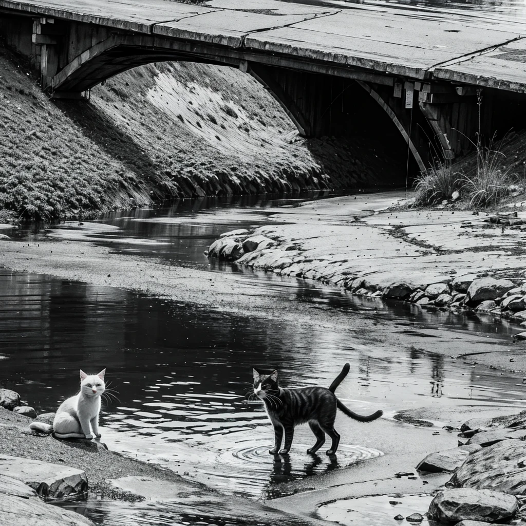 coloring cat，Creek，Confused and scared