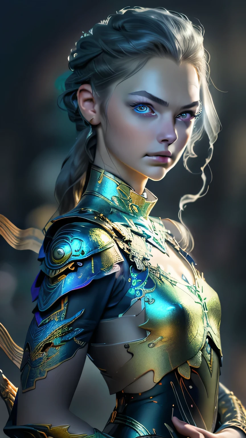 (RAW Photos, Realistic, photoRealistic), German Fairy, One girl\(change\) and (((metallic)) Iris Blue Dragon, German Girls, bread, glaring dark gRay background, dragon bread, slim, Sensia Style, Cinema Lighting, Accent lighting, Strong Rim Light, dramatic_Shadow, Ray_ trace, 8K, High resolution, (sexy, Leotard armor), masterpiece, 最high quality, high quality, High resolution､