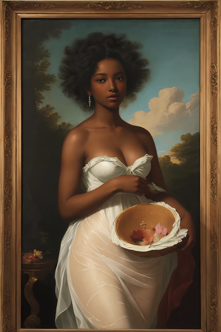 The Birth of Venus with ebony skin wearing a sheer dress, Paintings by Vigée Leblanc