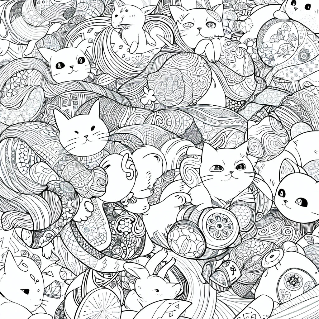 Coloring cat confused and scared