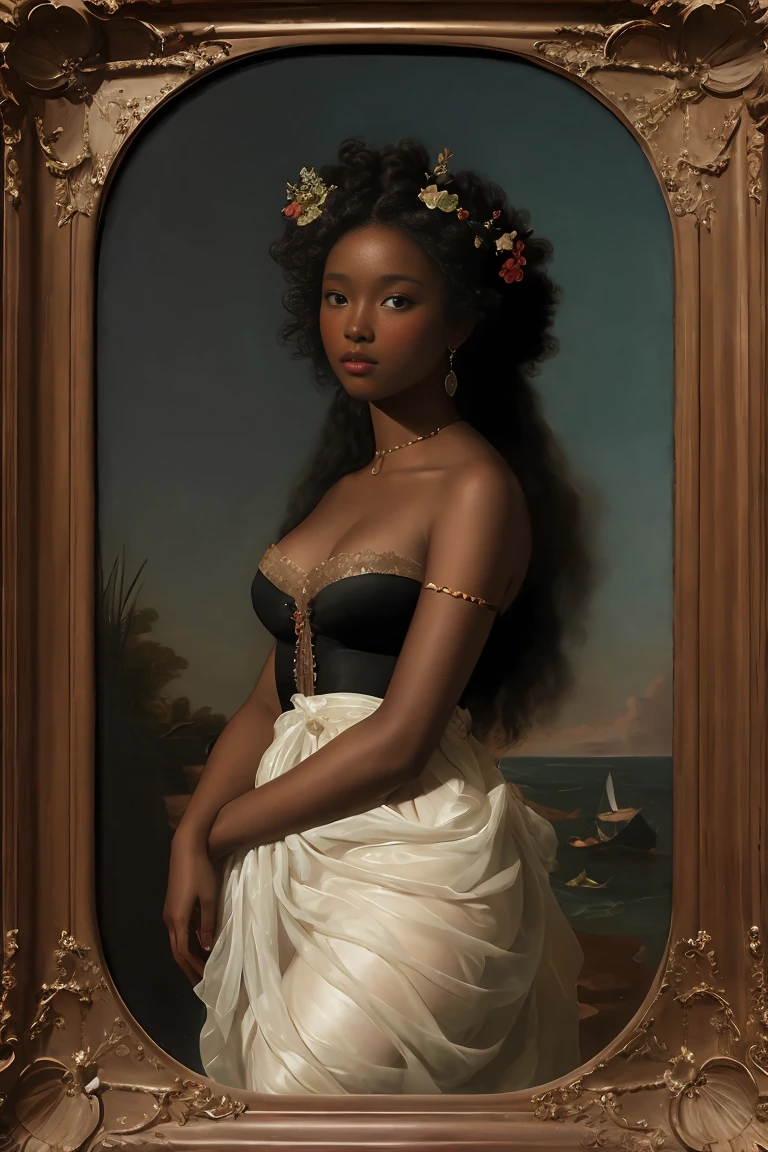 The Birth of Venus with ebony skin wearing a sheer dress, Paintings by Vigée Leblanc