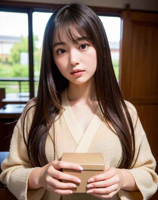 Highest quality, Face Focus, Soft Light, Ultra-high resolution, (Realistic:1.4), RAW Photos,
1 Japanese girl, alone, cute, (Students, Light in your eyes), Beautiful face in every detail, (Small box),(High resolution detail of human skin texture),
(Long Hair),
indoor,
Damask Shirt Dress,
(Portraiture)