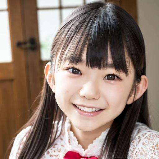 Realistic photos of very young Japanese people , Very cute face、high quality, Super detailed, High resolution, 8K resolution, Age 15,  smiling,  