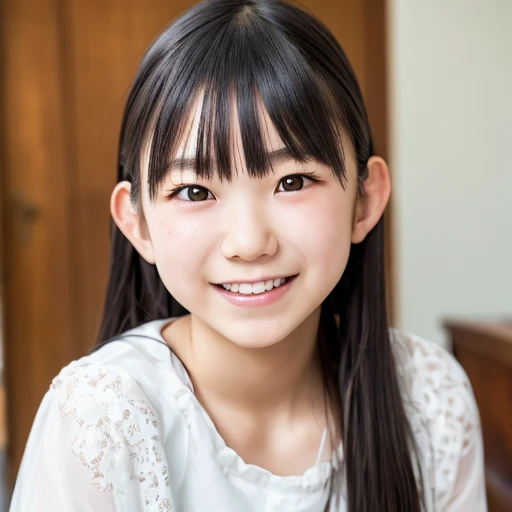 Realistic photos of very young Japanese people , Very cute face、high quality, Super detailed, High resolution, 8K resolution, Age 15,  smiling,  