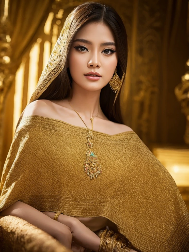 (masterpiece, best quality:1.2), 1girl, solo, thai girl, thai dress, dress, big breasts, beautiful detailed eyes, beautiful detailed lips, extremely detailed face and eyes, long eyelashes, flowing hair, intricate clothing details, photorealistic, 8k, natural lighting, warm color tones, fantasy art, cinematic lighting