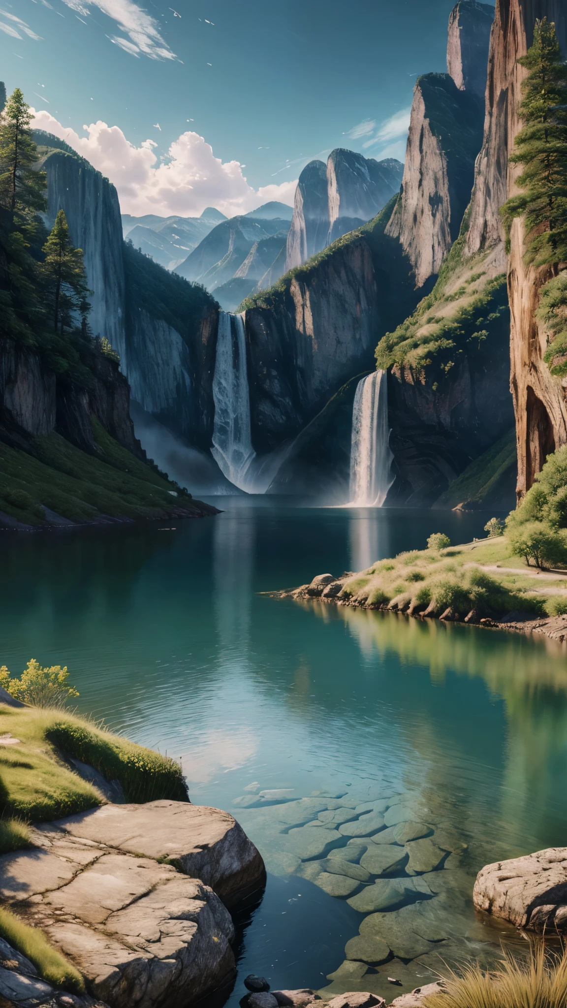 landscape,water,(extremely detailed CG unity 8k wallpaper), most beautiful artwork in the world,professional majestic oil painting,intricate, High Detail, Sharp focus, dramatic, photorealistic painting art