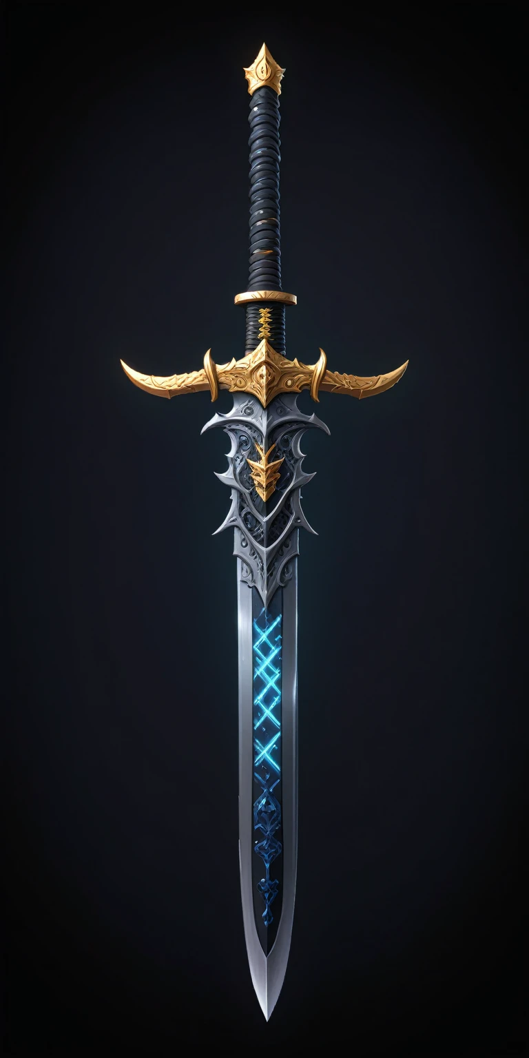 (pixel art, cartoon illustration, Windcutter katana, Wind theme, simple black background, RPG game icon)