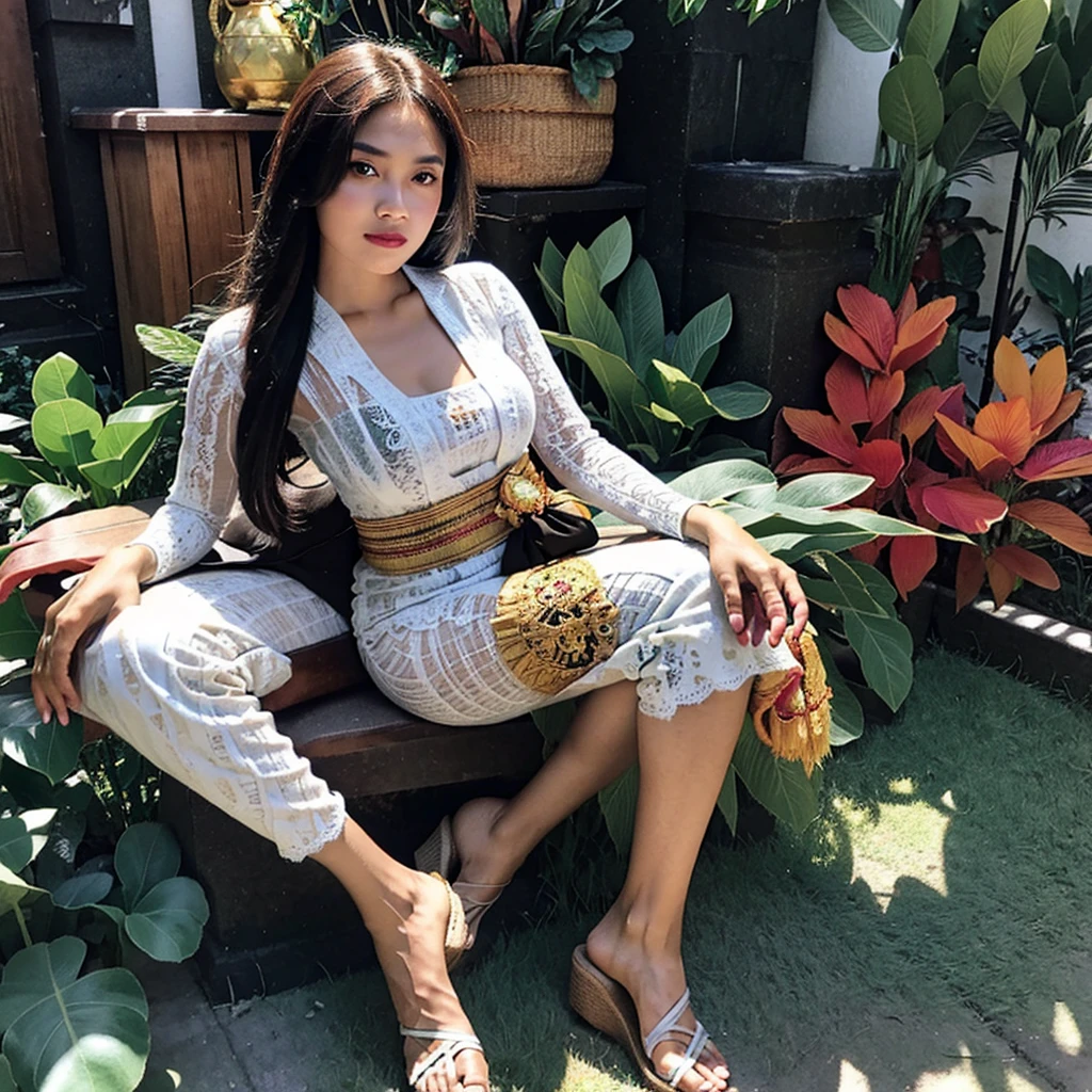 Hyperrealist portrait of female teen indonesian medium breast topless,wearing see-trough opened white balinese kebaya, long straight black hair, by david hockney and alphonse mucha, fantasy art, photo realistic, dynamic lighting, artstation, poster, volumetric lighting, very detailed faces, 4 k, award winning,, 1girl, in the dark, deep shadow, low key, super details, view full body modeling pose