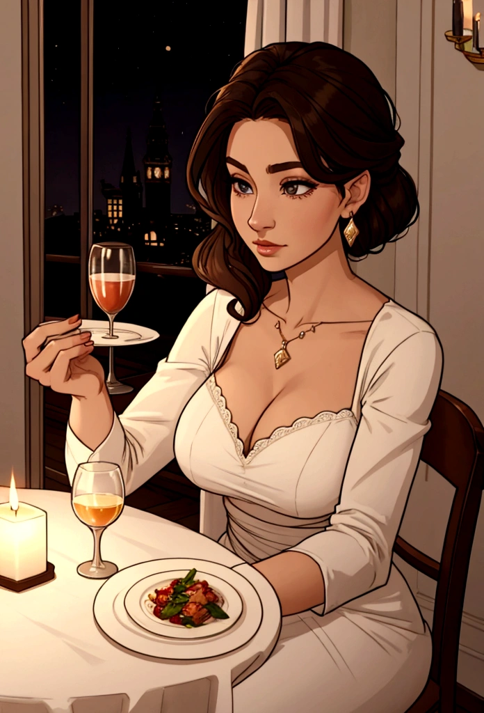 woman romantic dinner