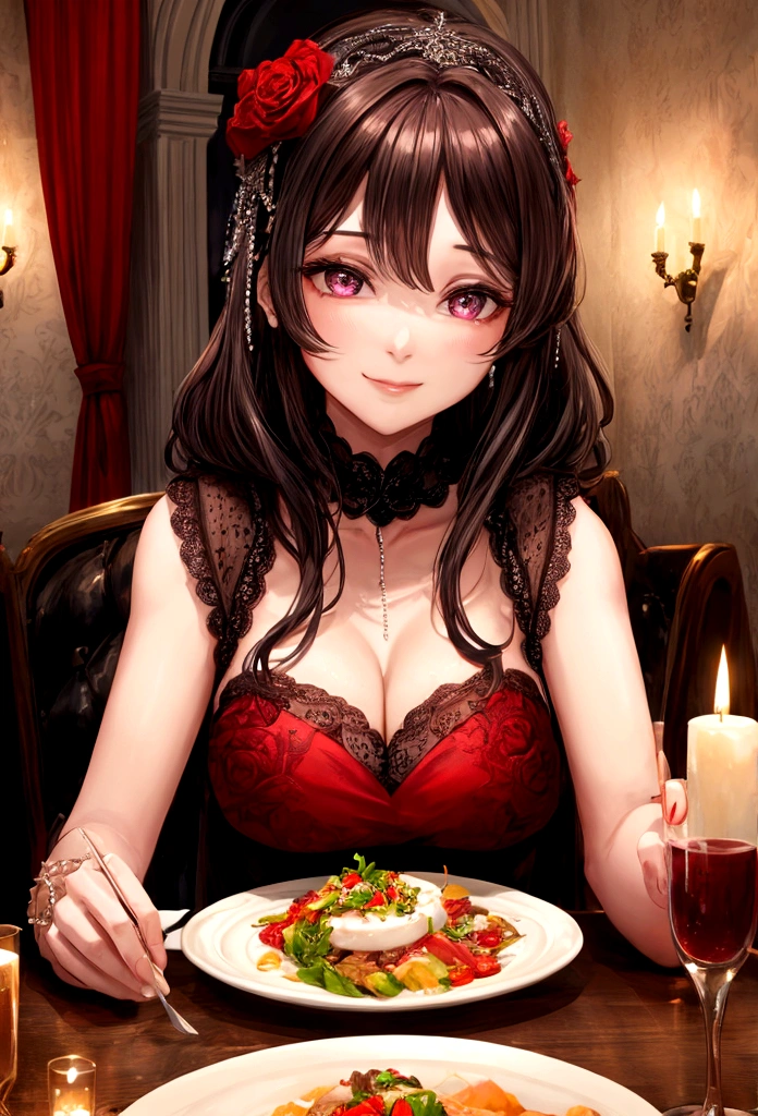 woman romantic dinner