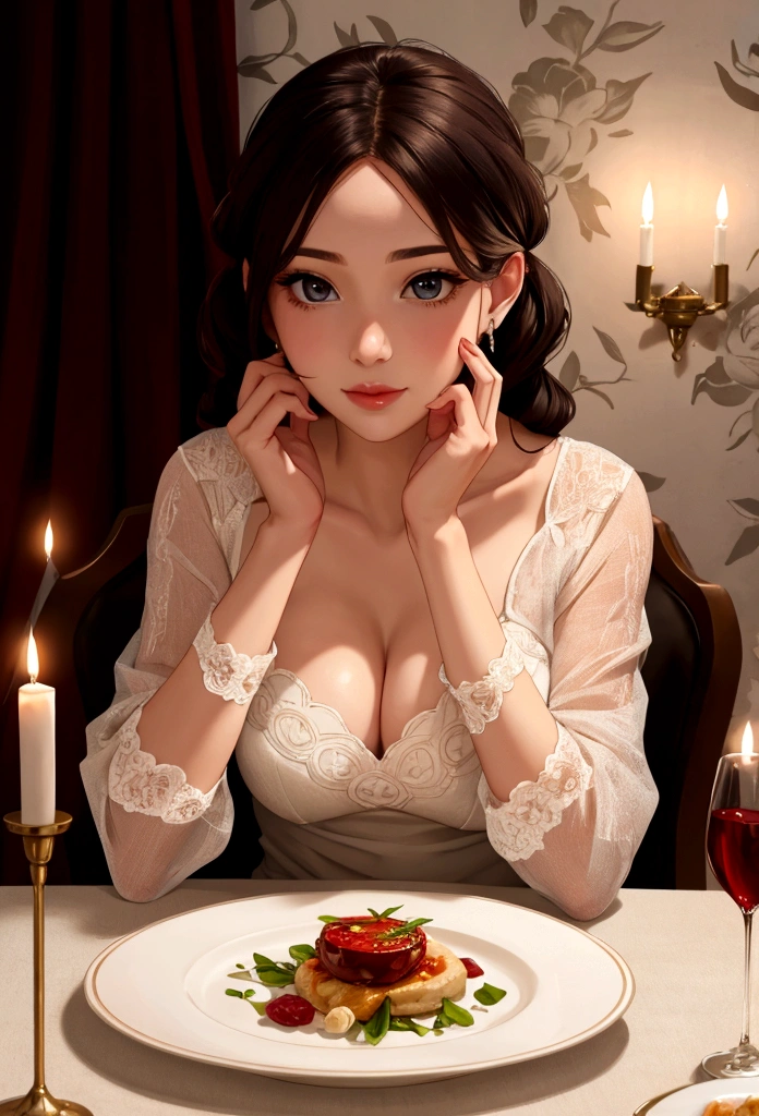 woman romantic dinner