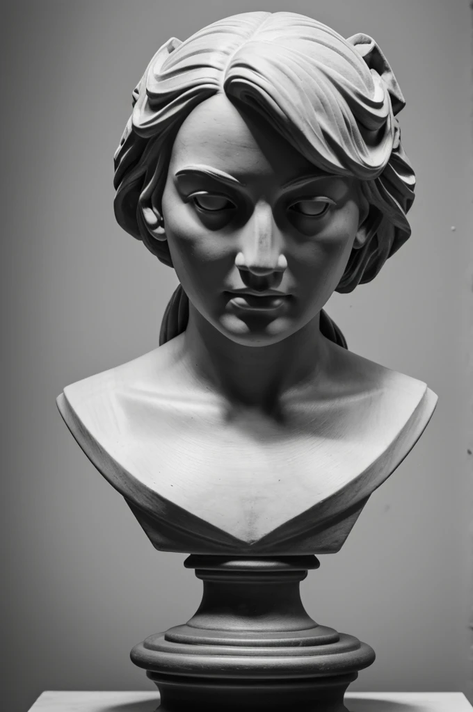 Bust of possession in black and white
