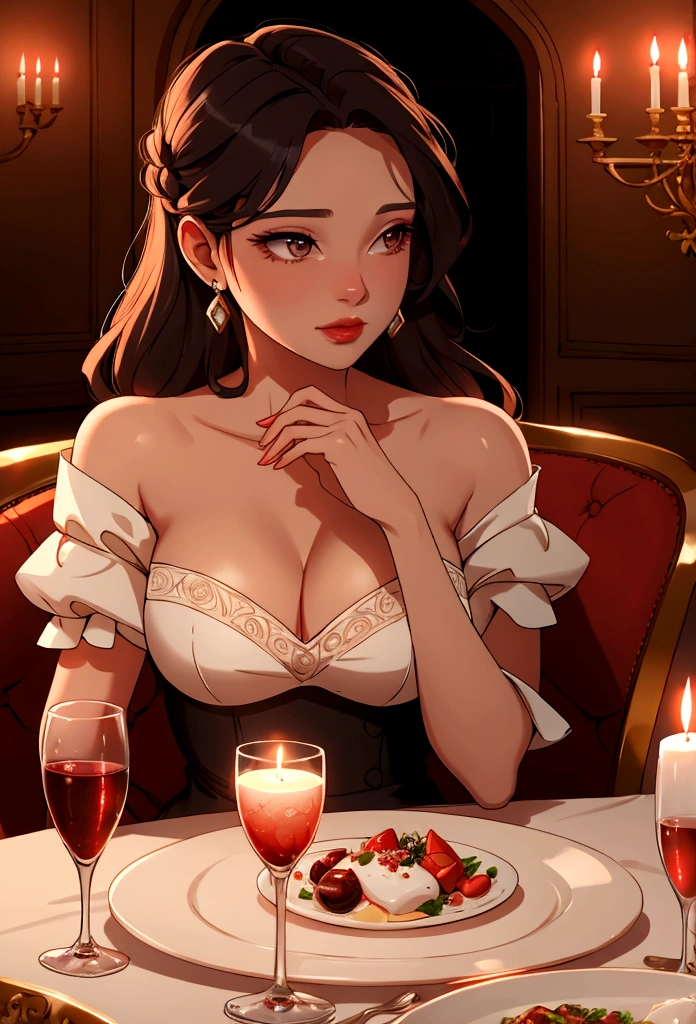 woman romantic dinner expensive