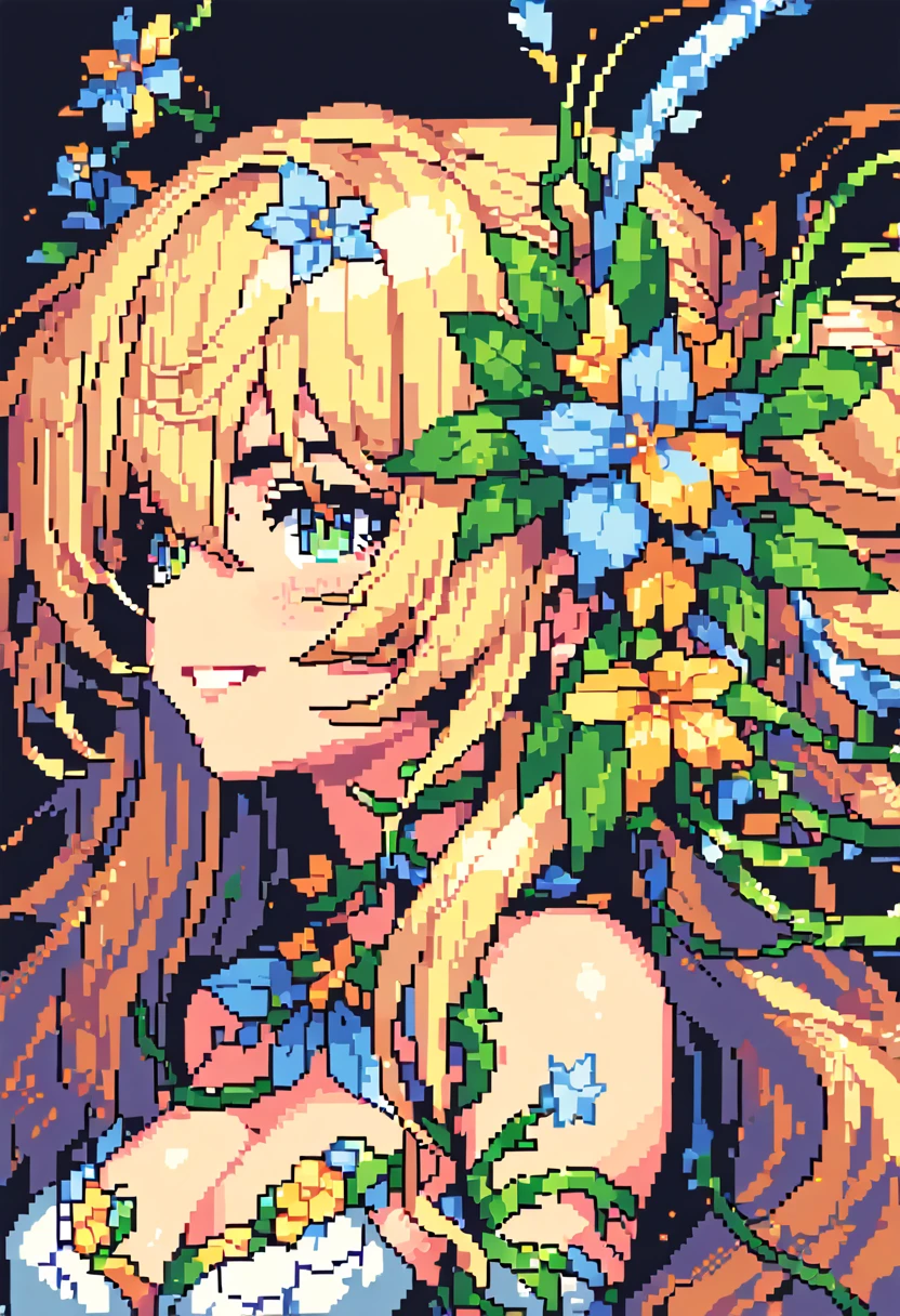 NSFW flower monster woman Blonde Alraune 足からflower Vine Pixel Art