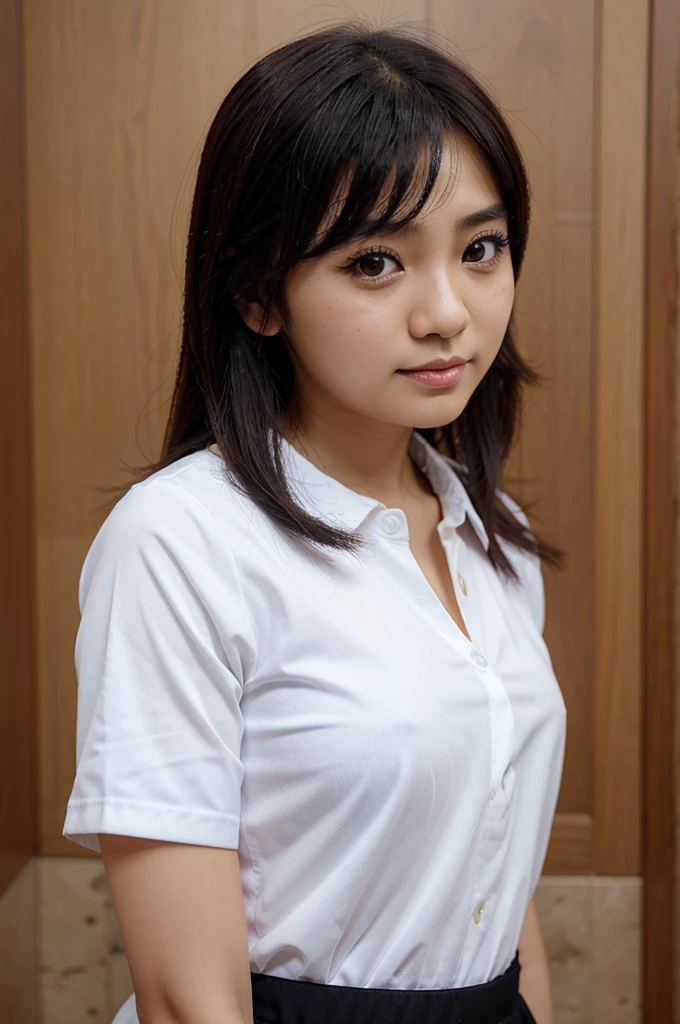 Wanita anime imut dan lucu memakai kacamata bulat