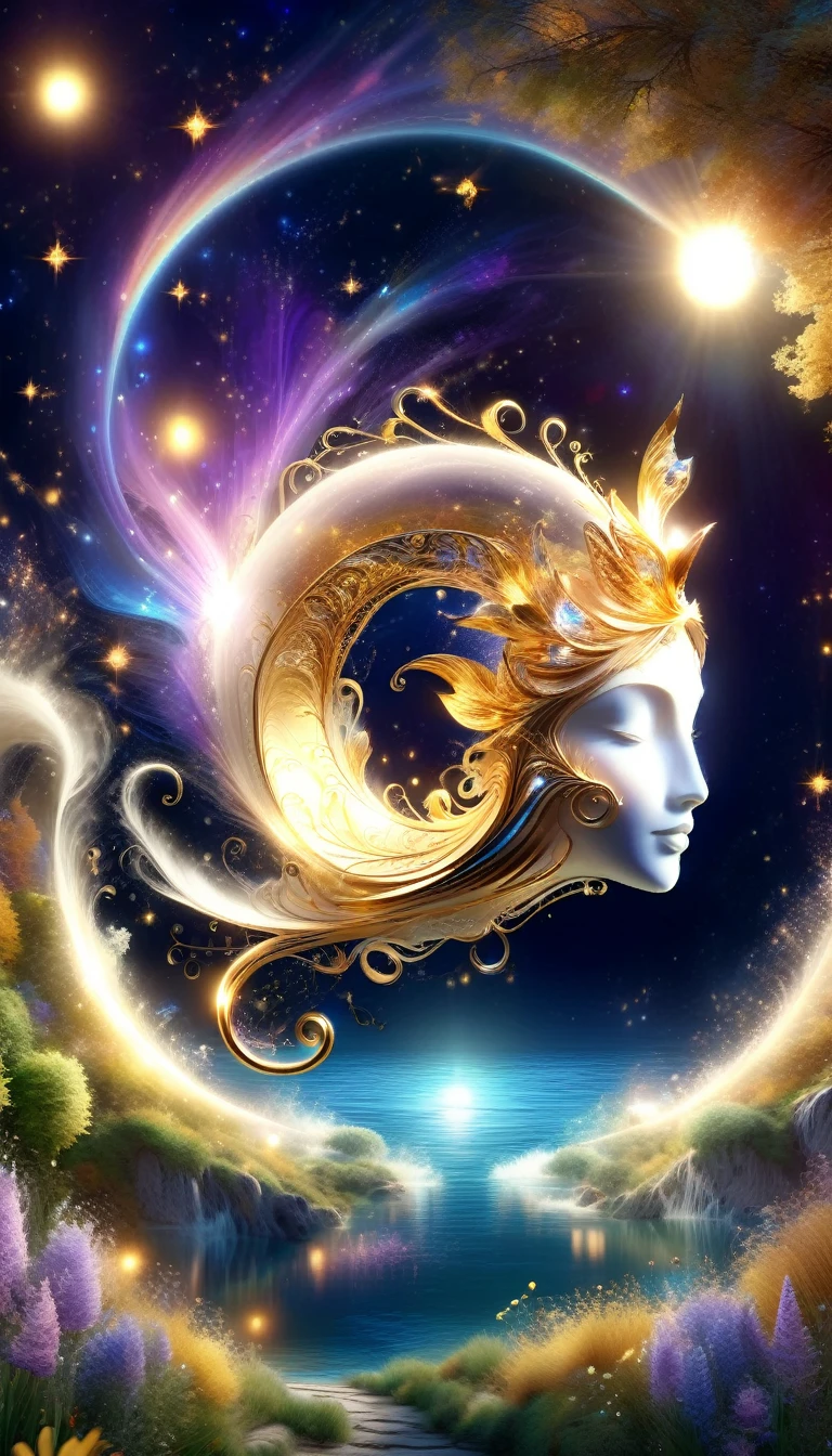 Made by AIS-RCN, 8K Photo, "words, Golden Horn, Jump out of the light, Transform your thoughts into delicate works of art.", Supple, Spotlight