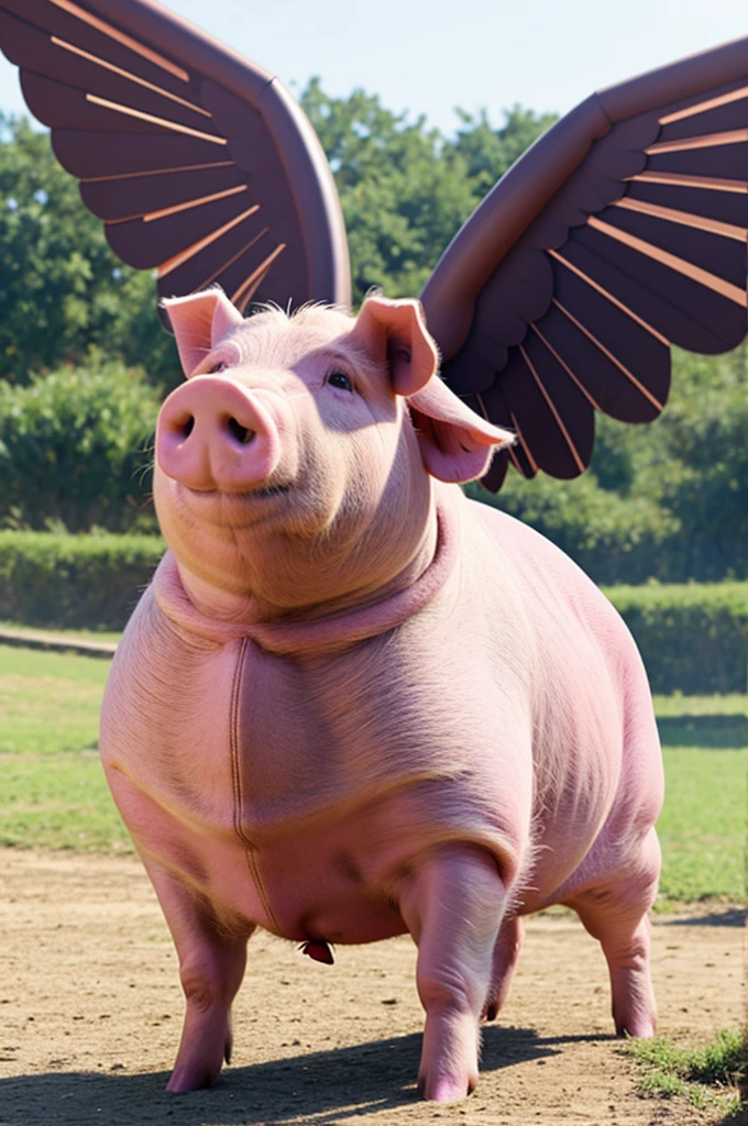 Animated pig with wings