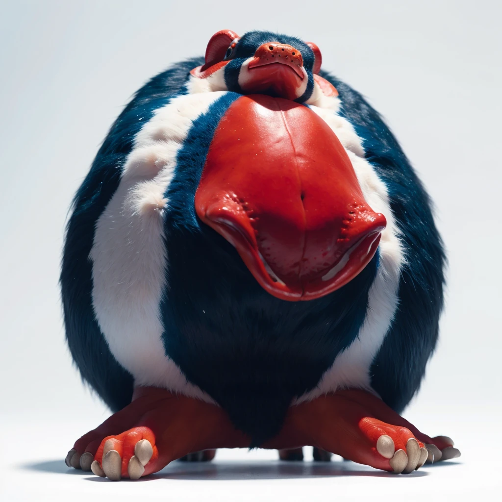Big Animaly, has red stripes on his skin, blue eyes, beaver mixed with starfish, Grassroots, no background,