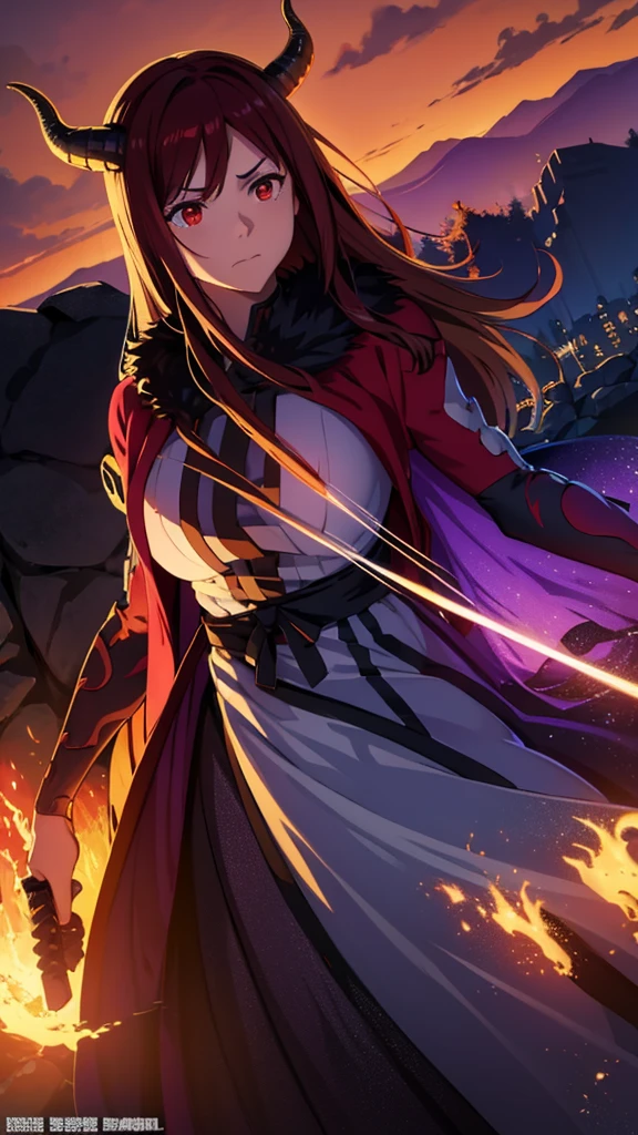 a demon slayer yoriichi, rimuru tempest with horns and wing demon king, detailed katana, fantasy epic scene, 8k, hyper detailed, cinematic, dramatic lighting, vibrant colors, dramatic pose, intricate background, concept art style