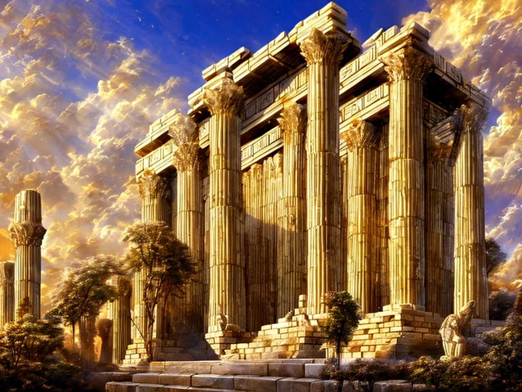 Ancient Greek image with the Temple of Athena as an example