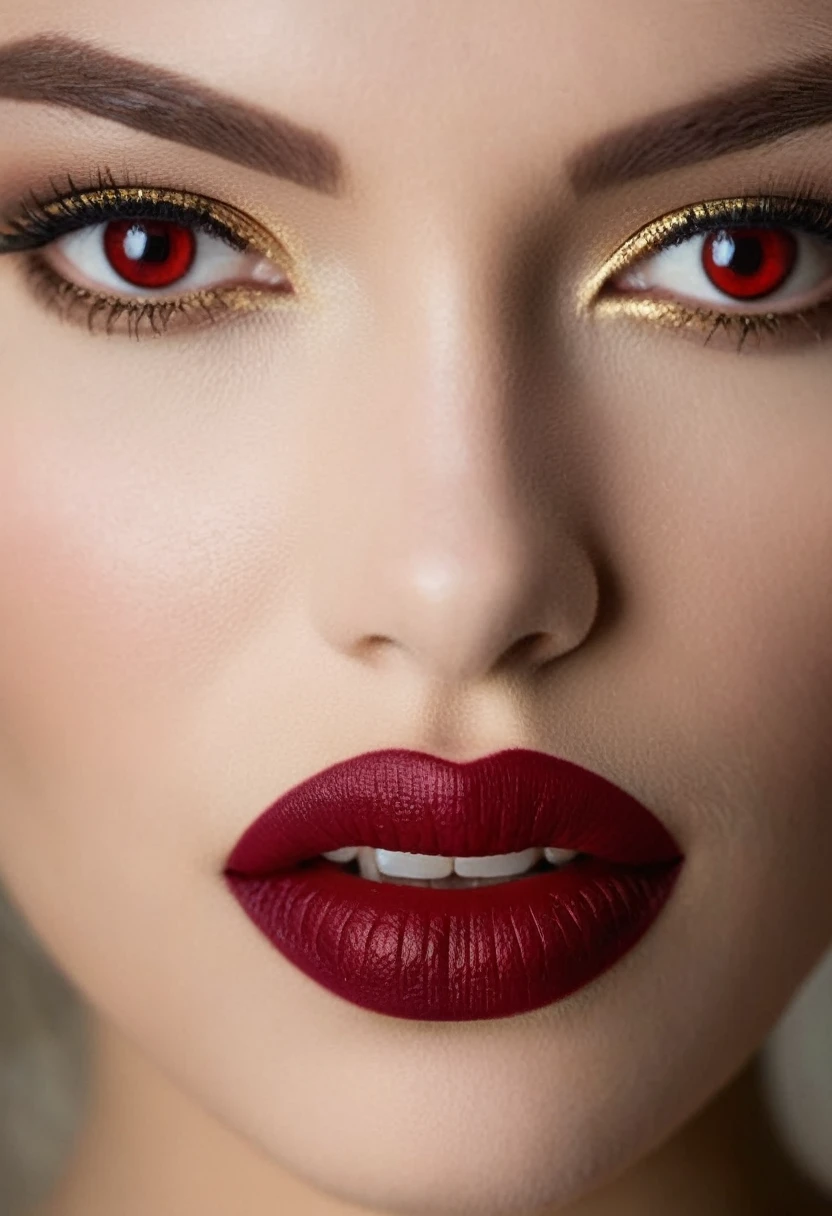 nsfw, 1vampire lady, solo, mature adult woman, evil MILF, lady from hell, vampire beauty, femme fatale, evil apostle of darkness, peerless beauty, (((((👄, 👅, Sensually Baring Her Fangs, Vampire Bite),(slyly looks), (Cruel grinning slit eyes), (evil roguish smile))))), a Vampire Kiss, masterpiece, perfect anatomy, ideal facial features, ideally proportioned figure, perfectly beautiful body, makeup, sensual Blonde, Very short, pixie cut, Beautifully detailed eyes, double eyelid, (eyeliner:1.2), mascara, eyeshadow, golden eyes, Beautifully detailed nose and nostrils, Beautifully detailed lips, (lipstick:1.1),(Dark red lips, glossy lips), (Vampire Fangs), tongue, saliva, Focus only on the mouth, Woman mouth close up, from front, glaring at you
