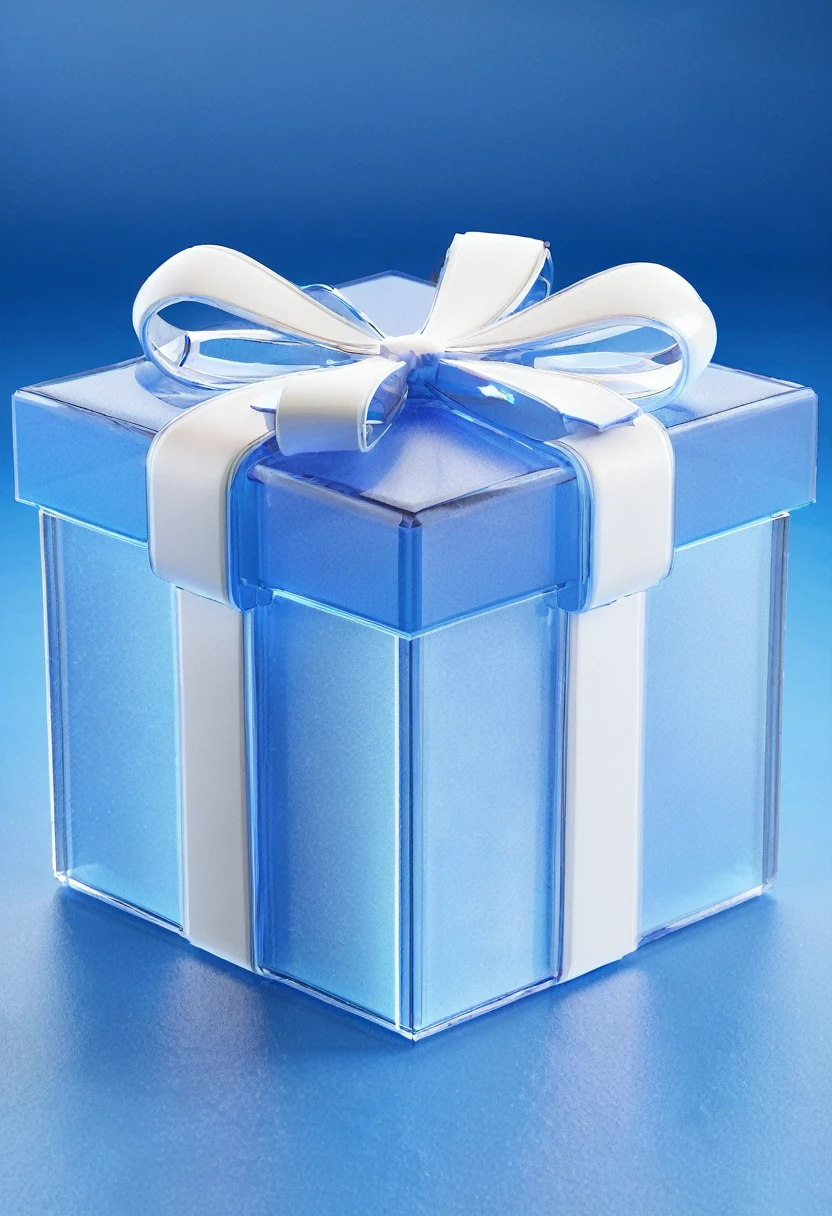 Gift Box，3d图标，Blue and White， frosted material texture，3d，C4D；
