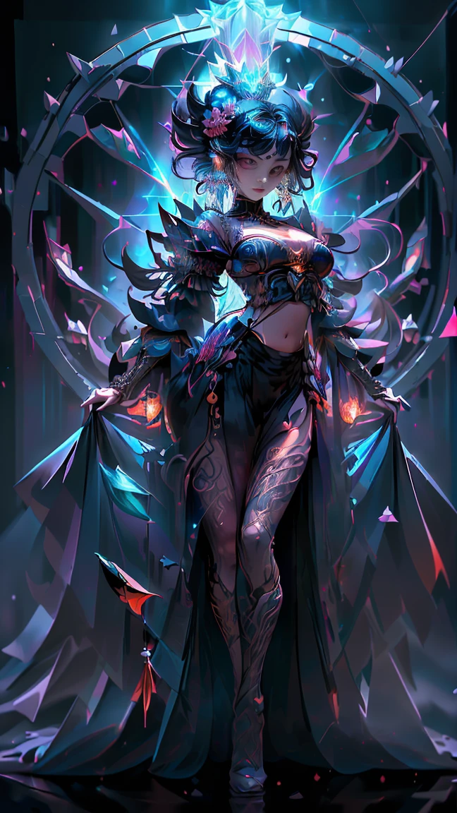 (Full Body of Extremely Detailed Dragon girl) with (Sparkling Red eyes) Cyan hair in a high ponytail, liquid hair, flowers, (Huge dragon head) in background, 8K TopQuality UltraDetailed Masterpiece of Professional Photo, HDR ultra-fine painting, LifeLike rendering, extreme detail description, professional, Bright colors, bokeh, (Exposed Hourglass Body Shape)