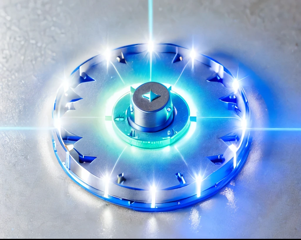 Close-up of batteries on a circular platform,  LED Display, Charging，new energy，Technology