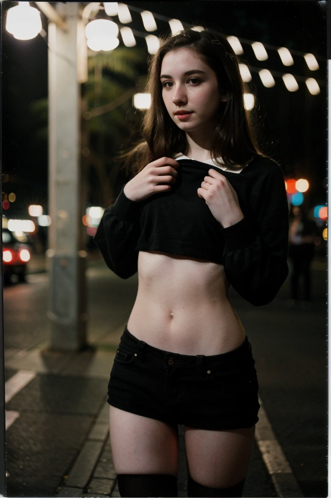 polaroid photo, night photo, photo of 20 y.o beautiful woman, pale skin, bokeh, motion blur, nude, spreading legs, use two hands to trace the vagina