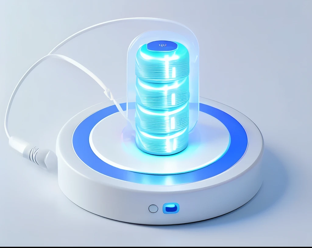 Close-up of batteries on a circular platform, LED Display, Charging,new energy,Technology,Shock