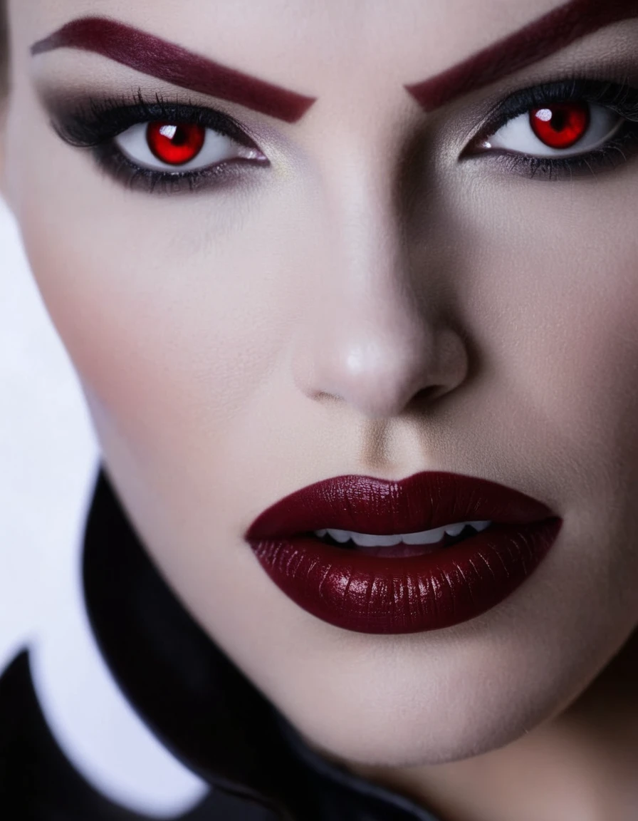 nsfw, 1lady, solo, mature adult woman,evil MILF,lady from hell, vampire beauty, femme fatale, evil apostle of darkness, peerless beauty,a Vampire Kiss, (A evil smile that lifts the corners of her mouth:1.3),(Dark red lips, glossy lips), Fangs, tongue, saliva, Focus only on the mouth, Woman mouth close up, from front
