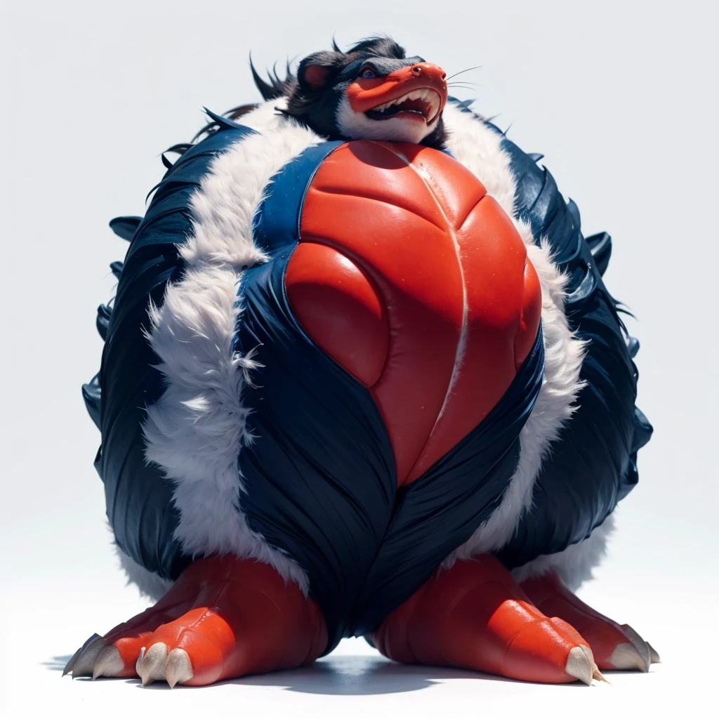 Big Animaly, has red stripes on his skin, blue eyes, beaver mixed with starfish, Grassroots, no background,