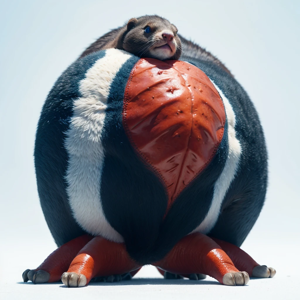 Big Animaly, has red stripes on his skin, blue eyes, beaver mixed with starfish, Grassroots, no background,