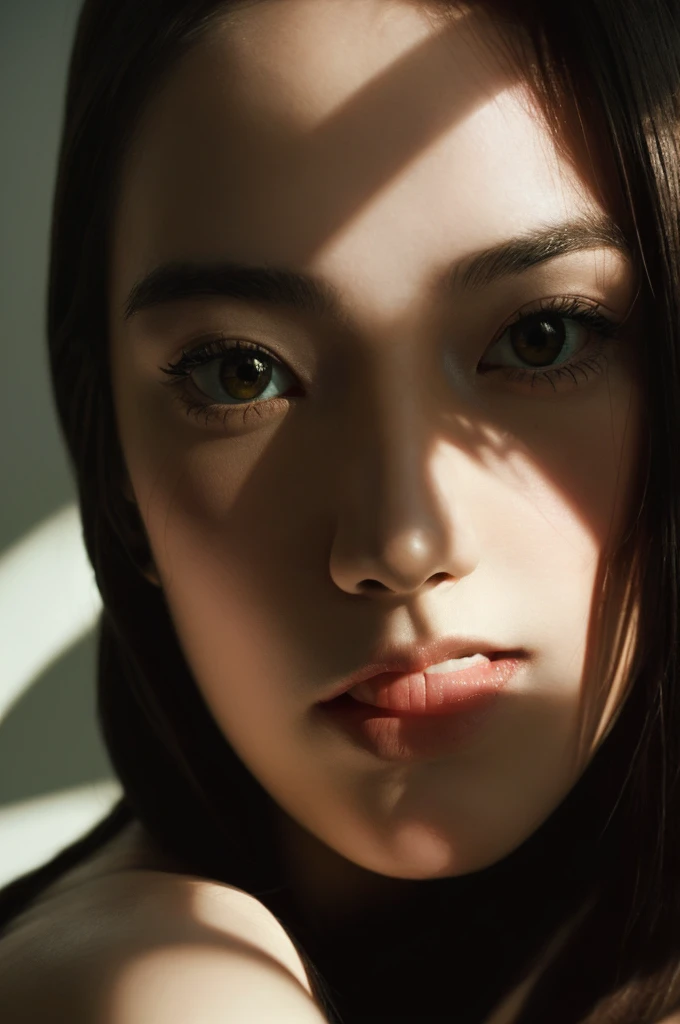 RAW photo, asian, beautiful eyes, masterpiece, peeking from behind curtains, colorful details, award winning, high detailed, 8k, natural lighting, analog film, detailed skin, amazing composition, intricate details, subsurface scattering, velus hairs, amazing textures, filmic, chiaroscuro, soft light