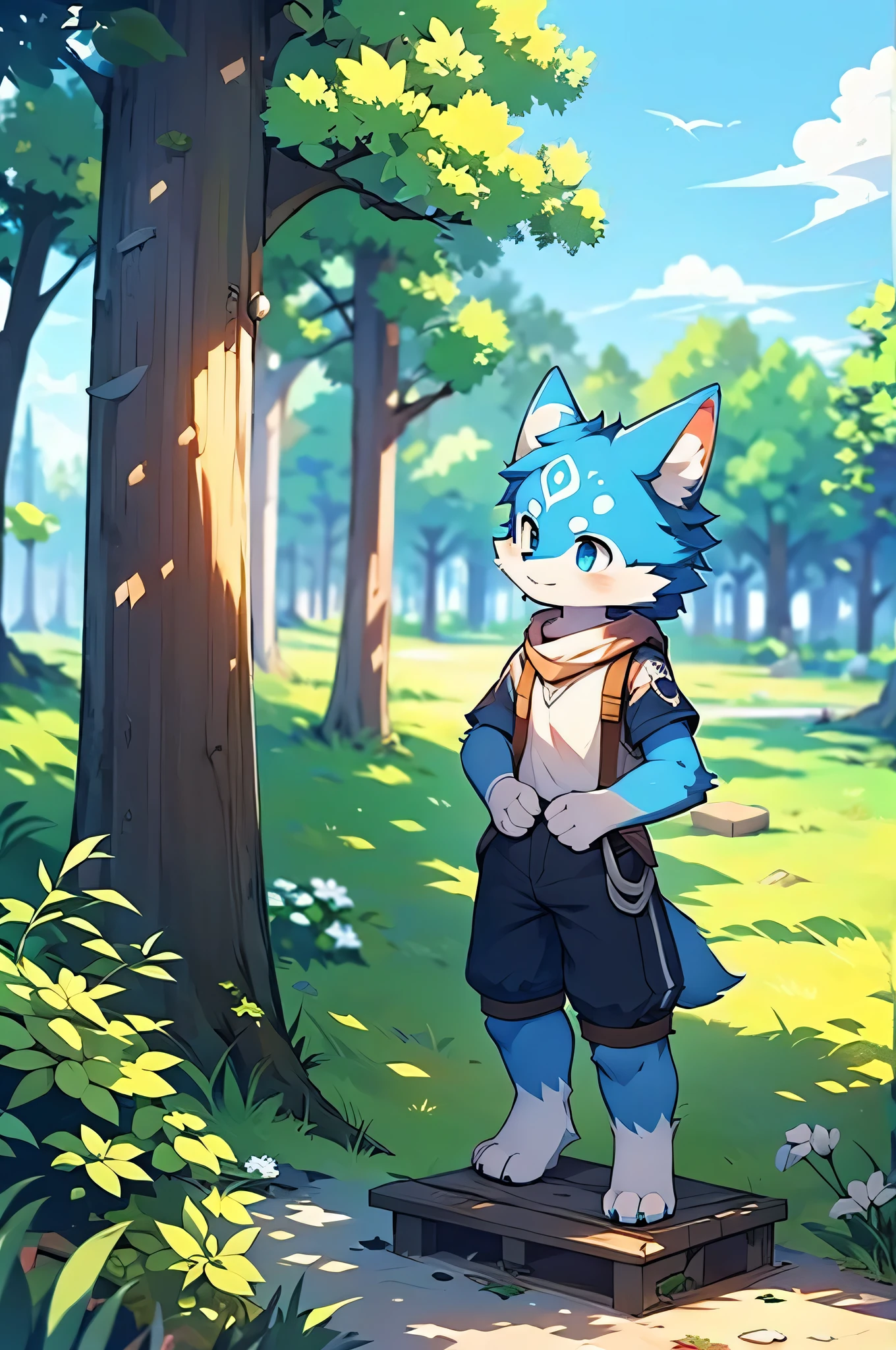 Blue color fur,Canidae,fox motif,Rural landscape,Stand on your feet,