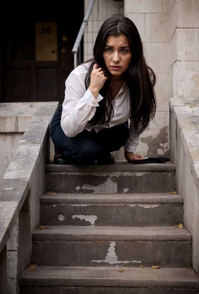 woman creppy stair