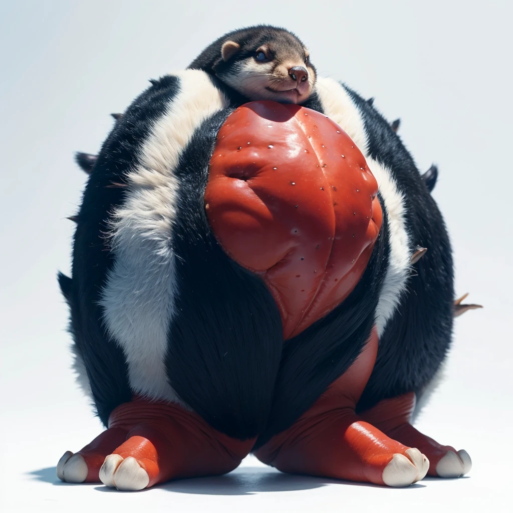 Big Animaly, has red stripes on his skin, blue eyes, beaver mixed with starfish, Grassroots, no background,