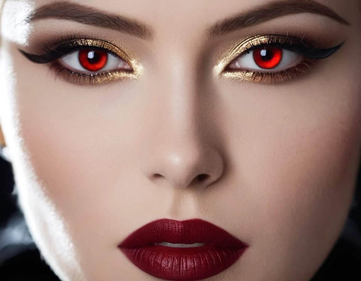 nsfw, Gothic horror, 1 vampire lady, solo, mature adult woman, evil MILF, lady from hell, vampire beauty, femme fatale, evil apostle of darkness, peerless beauty, (((((👄, 👅, Sensually Baring Her Fangs, Vampire Bite),(slyly looks), (Cruel grinning slit eyes), (evil roguish smile))))), a Vampire Kiss, masterpiece, perfect anatomy, ideal facial features, ideally proportioned figure, perfectly beautiful body, makeup, sensual Blonde, Very short, pixie cut, Beautifully detailed eyes, double eyelid, (eyeliner:1.2), mascara, eyeshadow, golden eyes, Beautifully detailed nose and nostrils, Beautifully detailed lips, (lipstick:1.1),(Dark red lips, glossy lips), (Vampire Fangs), tongue, saliva, Focus only on the mouth, Woman mouth close up, from front, glaring at you