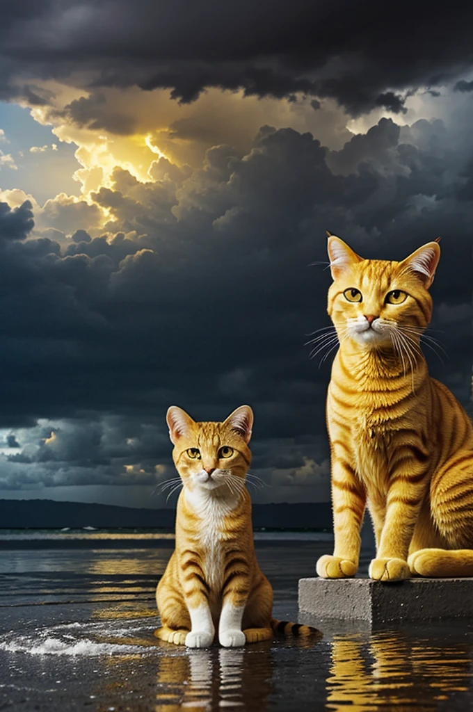 Create a yellow cat as if it were a hurricane