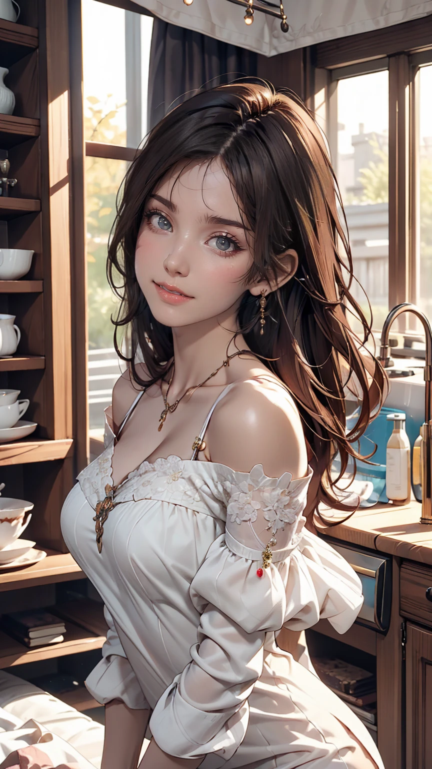 A very delicate and cute girl with pink hair and a lolita dress. 8K ultra-high image quality, Delicate texture, Pure white background.24-year-old female、Sexy proportions、Sexy breasts、Narrow waist、Long eyelashes、Side Ponytail((side ponytail))、hair band((hair ribbon))、Red hair、Textured skin((textured skin))