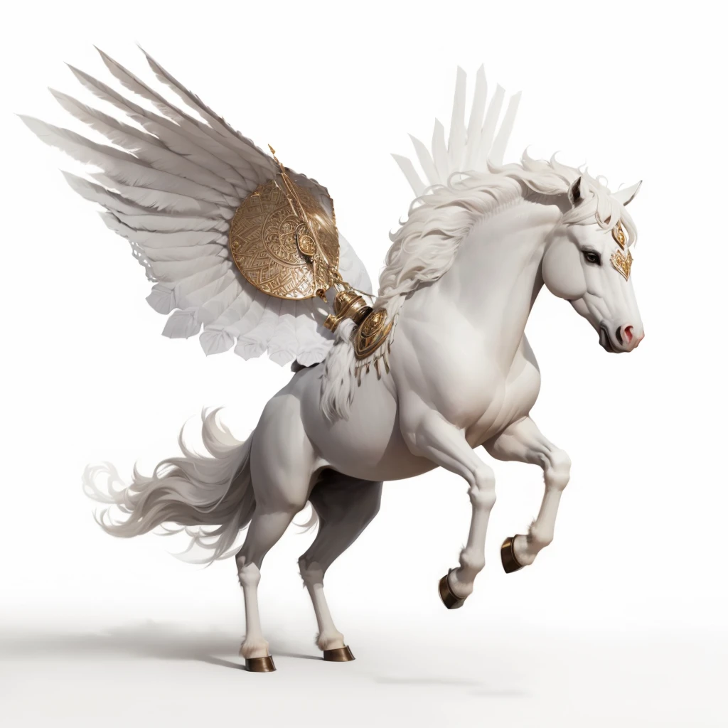 there is a white horse With wings on its back, Pegasus, with hooves and wings, Giant white glowing wings, With wings. Extremely detailed, White Wings, White unicorn, ZBrush Center Competition Winners, wispy gigantic wings, With wings的, shrike, zrush contest winners, slip, Majestic wings, Fantasy concept art, Polycount competition winner