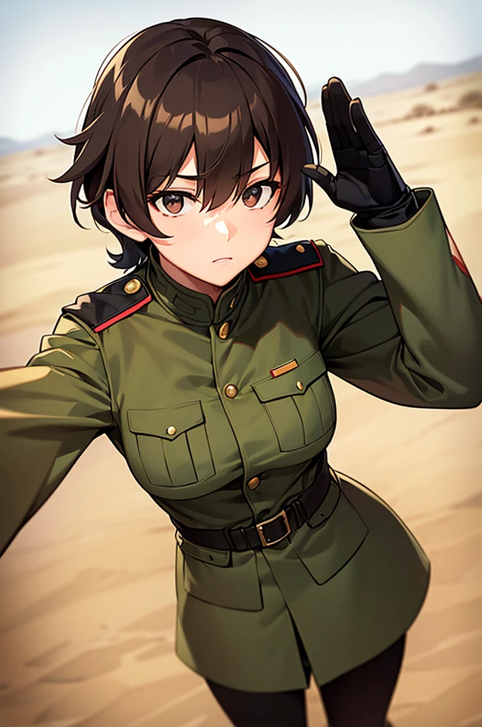 Content: A black, female general with brown hair and brown eyes - SeaArt AI