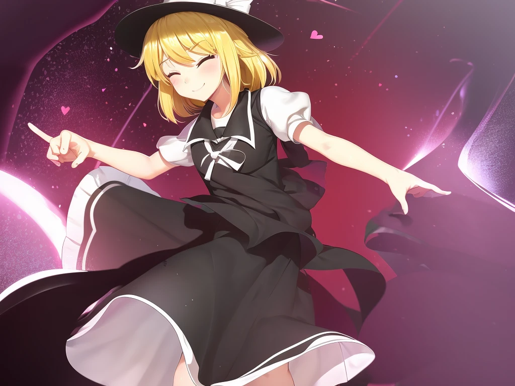 1girl, , , masterpiece, best quality, 10 years old, medium blonde hair, forehead visible bags, yellow eyes, hat, heart, black headwear, puffy short sleeves, log black skirt, heart hads,,1girl, solo, yellow eyes, yellow hair, bow, hat bow, socks, black footwear, black skirt, short sleeves, yuki (touhou), black vest, white sleeves, frill skirt, light smile, from behind, to lift up one’s skirt, cowboy shot, from front, standing , raise one leg, crossed arms, arms up behind, arms behind back, hand between legs, put hands hip, one hand on hip, forward hands, arms raised in the air, punch hands, peace sign, waving, put up index finger, sit, lie down, closed eyes, lie face down, looking back, put one hand chest, leaning forward, cleavage, close up, horizontally outstretched arms, horizontally outstretched legs, front view, front face