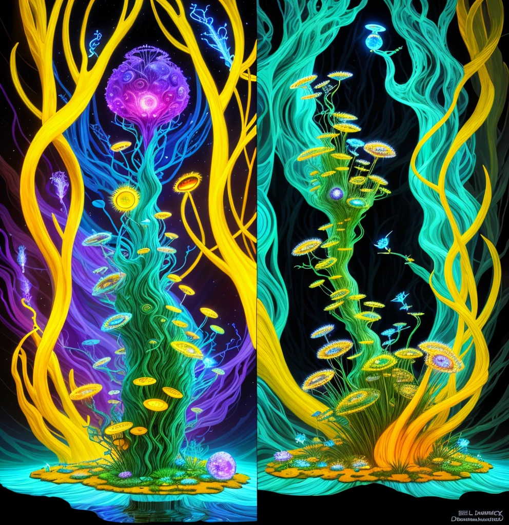 Elfin protozoa, surreal, dandelionwanderer, agate geodes, by Dan Mumford, , Dr. Seuss, WLOP, , dandelionseer, flowervirus, big eyes