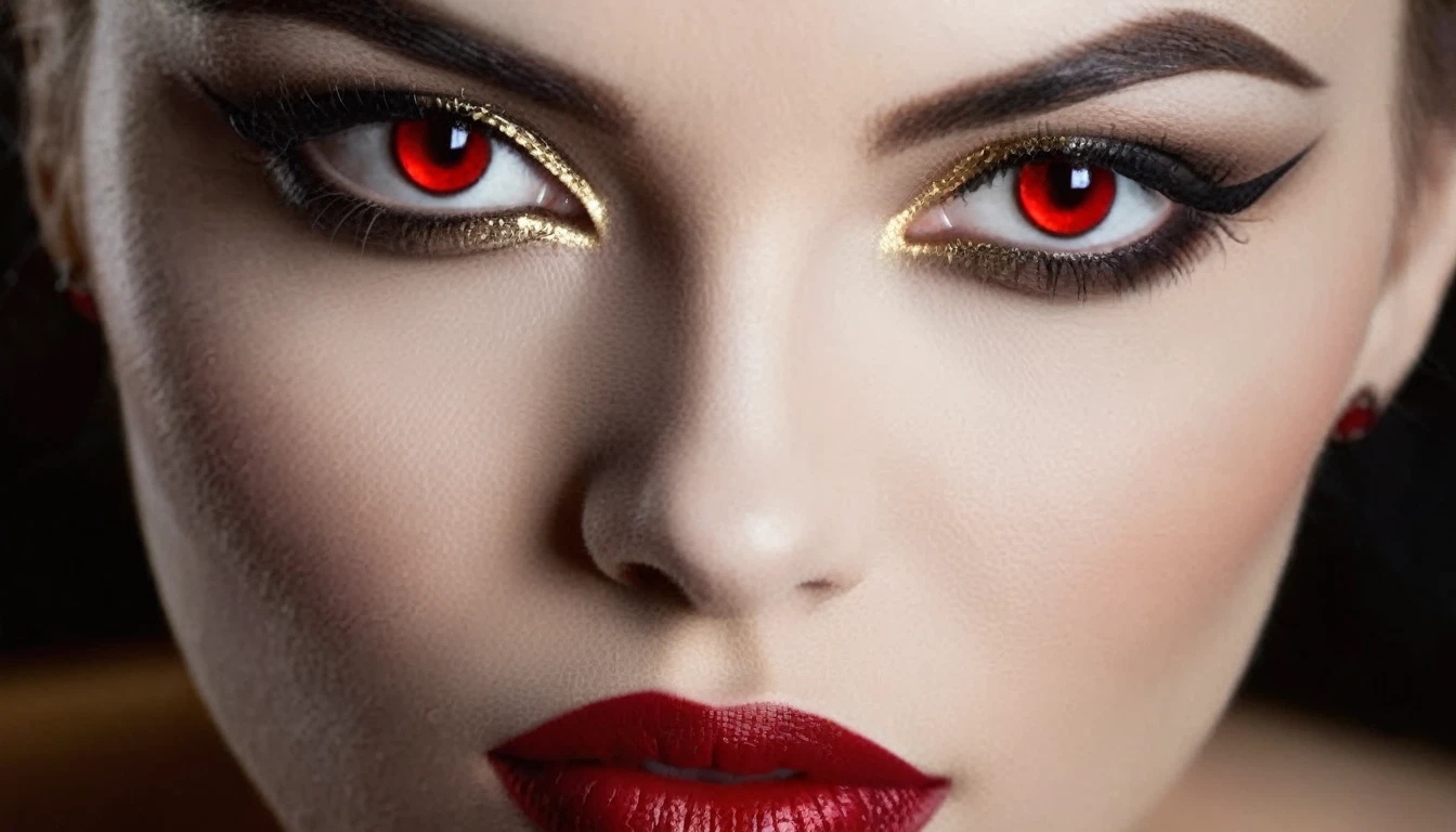 nsfw, Gothic horror, 1 erotic vampiress, solo, mature sexy adult, evil MILF, lady from hell, vampire beauty, femme fatale, evil apostle of darkness, peerless beauty, (((((👄, 👅, Sensually Baring Her Fangs, Vampire Bite),(slyly looks), (Cruel grinning slit eyes), (evil roguish smile))))), a Vampire Kiss, masterpiece, perfect anatomy, ideal facial features, ideally proportioned figure, perfectly beautiful body, makeup, sensual Blonde, Very short, pixie cut, Beautifully detailed eyes, double eyelid, (eyeliner:1.2), mascara, eyeshadow, golden eyes, Beautifully detailed nose and nostrils, Beautifully detailed lips, (lipstick:1.1),(Dark red lips, glossy lips), (Vampire Fangs), tongue, saliva, Focus only on the mouth, Woman mouth close up, from front, glaring at you