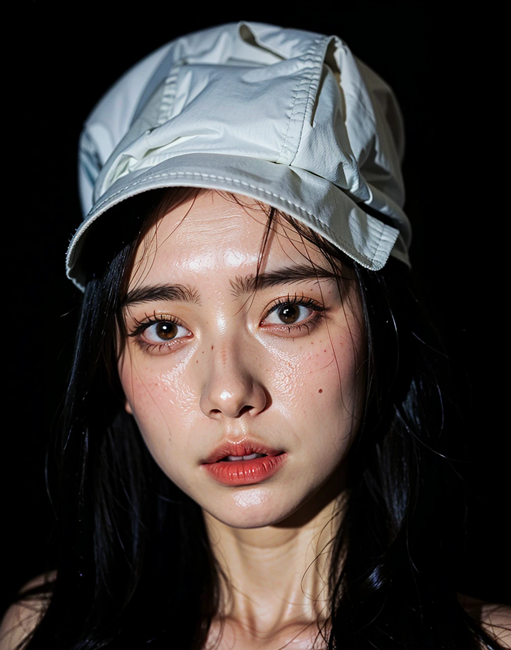 1girl,,waterfall background,wavy hair,white skin,blond