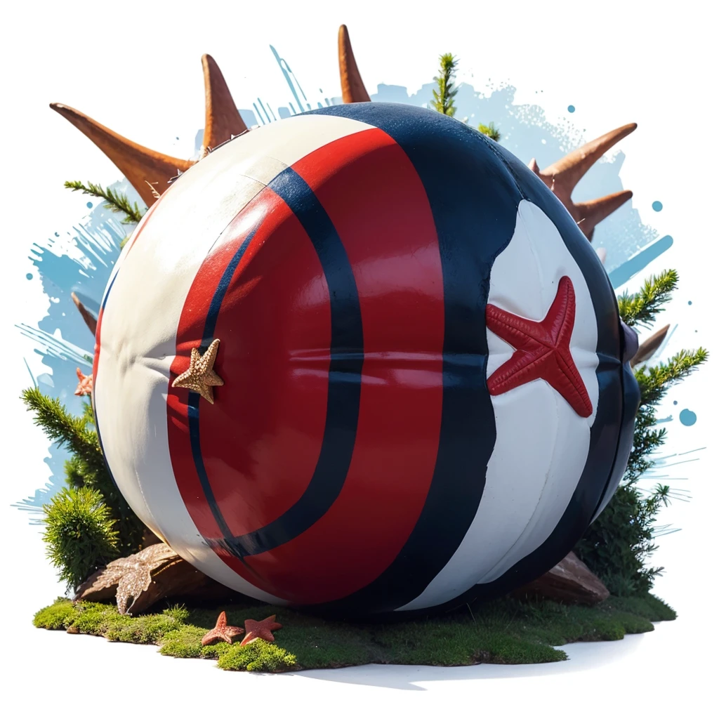 Big Animaly, has red stripes on his skin, blue eyes, beaver mixed with starfish, Grassroots, no background,