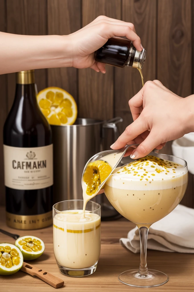 Make me a passion fruit cream liqueur in a 750ml bottle